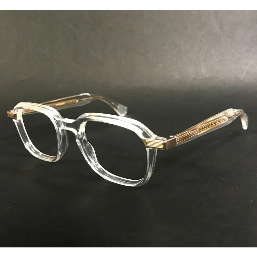 Eyevan Eyeglasses Frames Evans-E CRL 24K Gold Clear Square 50-22-145
